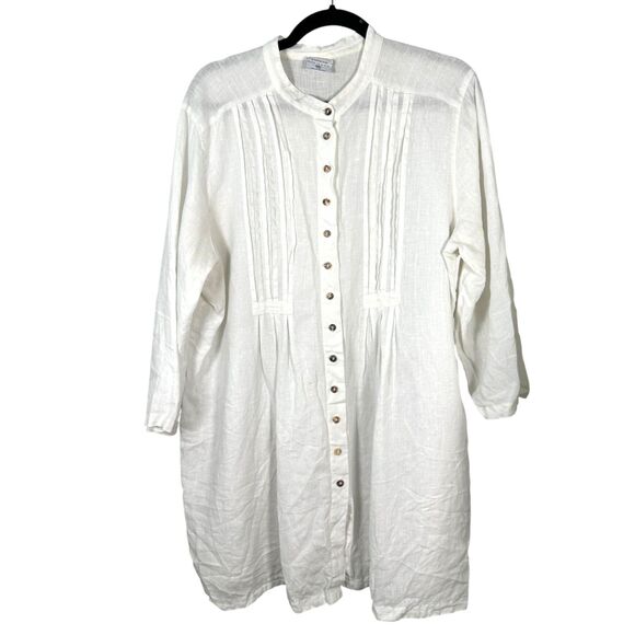 Click by Color Me Cotton White Linen Button Down Blouse Tunic Coverup XXL - Picture 1 of 4